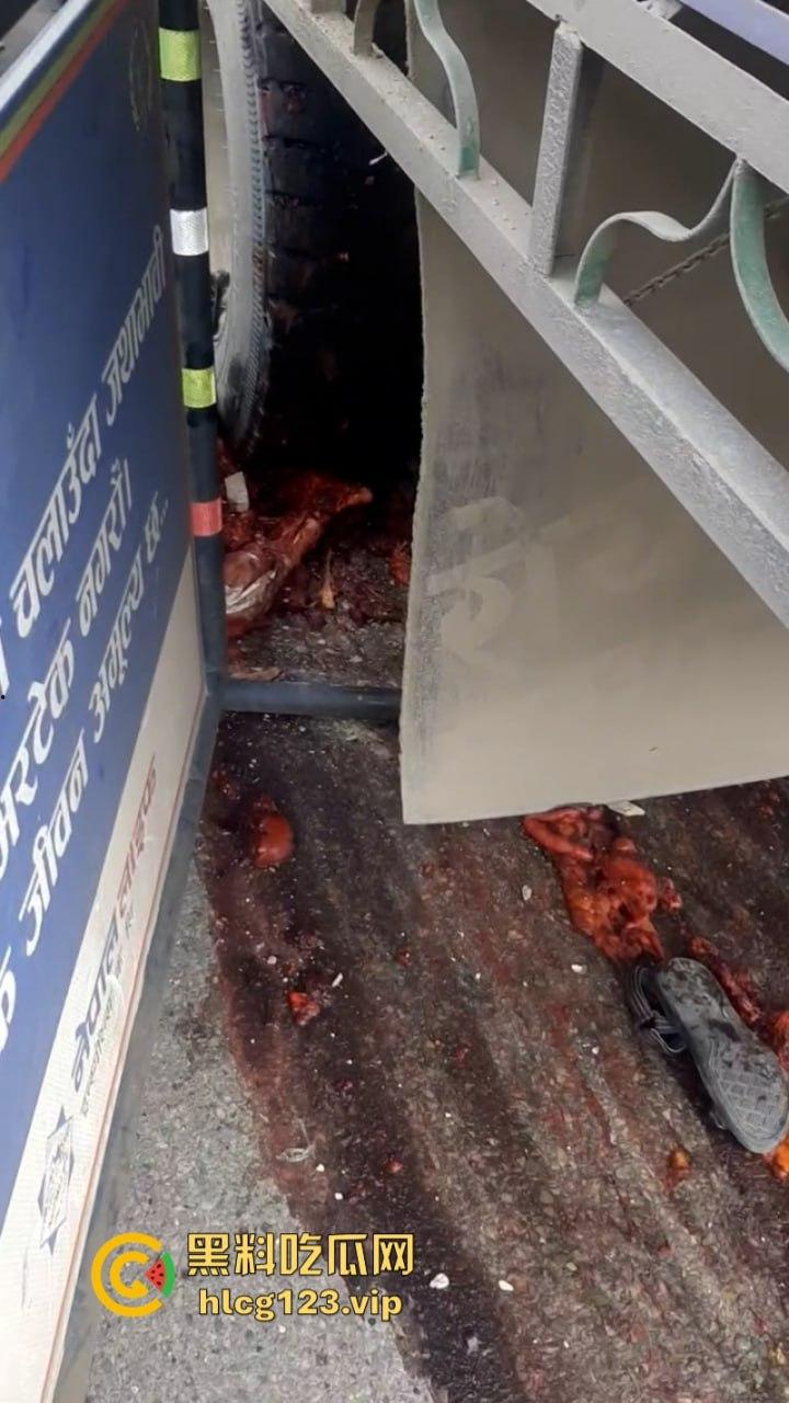 血腥慎点!太惨烈!尼泊尔一男子遭货车碾压拖行 “肠子都出来了!”-6