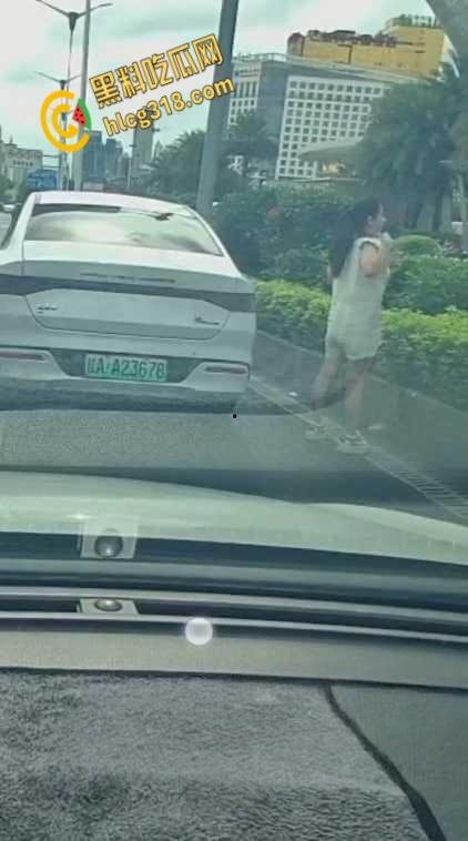 广西南宁街边桂A23678，车上女子下车蹲在马路上，脱掉连衣裙就开始拉！-2