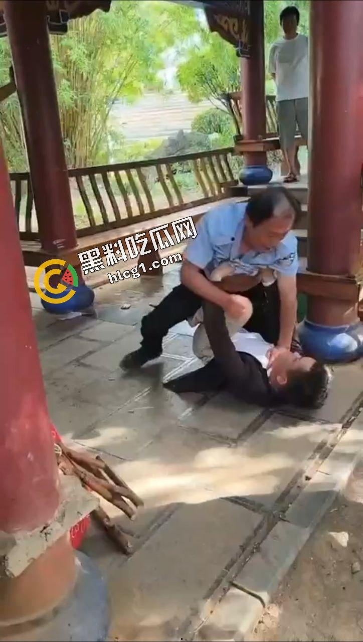 六盘水盘州胜境广场 众人闲暇之余下象棋 保安老头打输后说旁人指导男子才赢的 于是大打出手-4