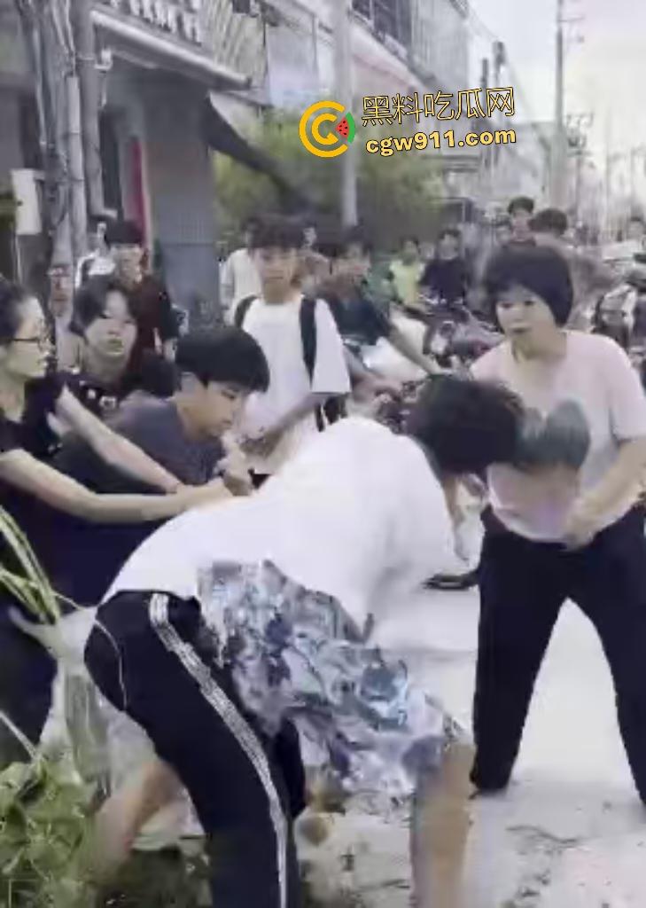 揭阳鬼火少年路边互殴，少妇大妈直接乱入拉架，平头小伙头破血流还反骂少妇影响发挥！-3