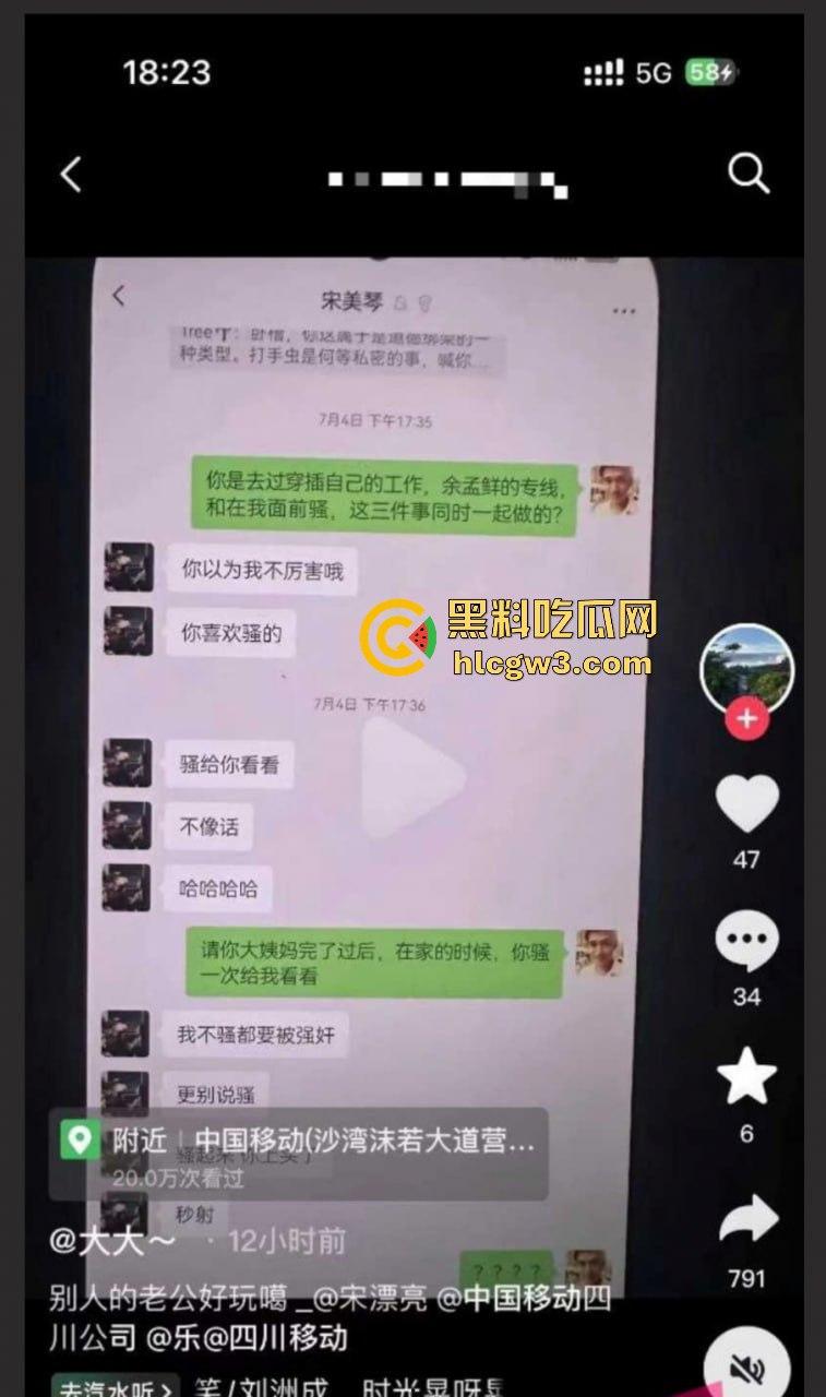乐山移动高磊爆出轨丑闻！与女下属宋美琴偷情不堪入目，原配曝光不雅聊天和视频，全网炸锅！-2