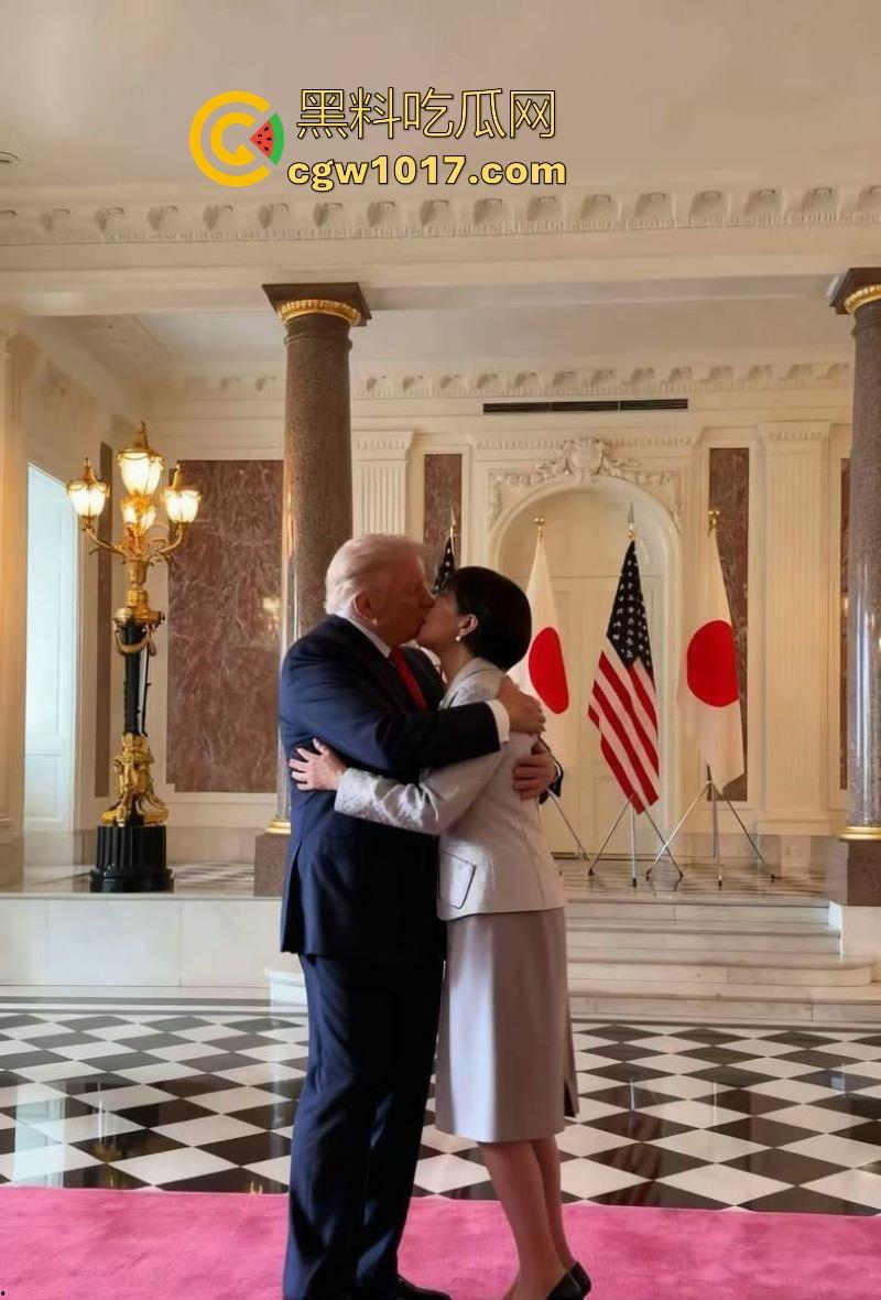 网友AI恶搞特朗普跟日本首相高市早苗甜蜜现场，平时铁娘子政客范儿，结果对川普眼神放电，真感觉她们私底下乱搞过！-3