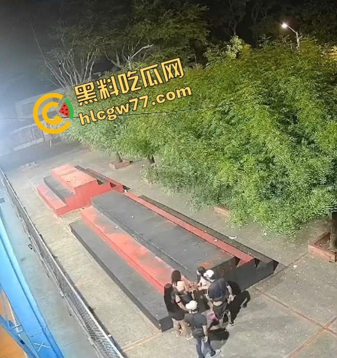 厦门公园老外深夜玩群P，三女被操到浪叫，站立口交野战内射，监控拍下简直野得离谱！-4