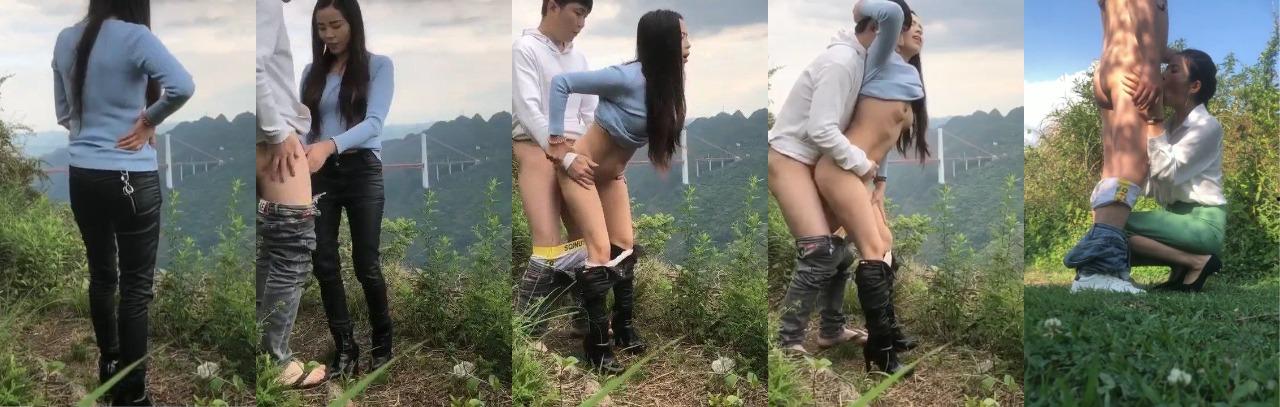 广西老表年味拉满回家过年不忘艹逼，山顶野战人妻，风景如画日逼如诗，草香鸟语间的日逼得野战才是年味！-8