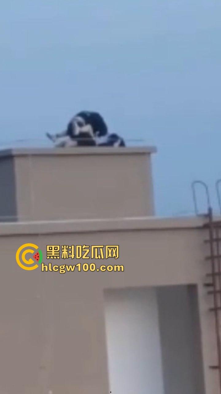 天台高能现场曝光，楼梯间顶上日逼看风景，高处做爱骚浪翻天，这种玩法不是一般人敢尝试的，真实艺高人胆大！-3